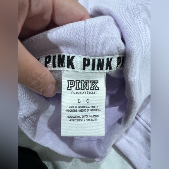 VS pink Victoria Secret purple cowl neck hoodie pullover L large - Picture 4 of 5